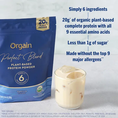 Miniatura 5 de Orgain Proteína en polvo orgánica vegana de mezcla perfecta, 0.71 onzas de proteína vegetal limpia, 6 ingredientes, <0.04 oz de azúcar, sin gluten