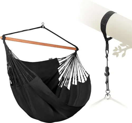 Miniatura 24 de La Siesta® XL King Habana - Hamaca colgante de algodón, para interiores y exteriores, silla colgante bohemia para dormitorio, patio, máximo 355