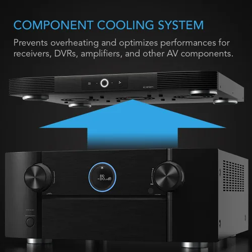Miniatura 2 de AC Infinity AIRCOM S10, Sistema de Ventilador Soplador de Enfriamiento Silencioso de 17" Extracción Frontal para Receptores, Amplificadores, DVR