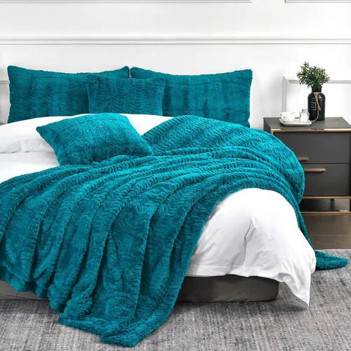 Miniatura 29 de YUSOKI Manta de lujo de piel sintética (sin almohadas) de 2 capas, 3 libras, para todas las edades, decoración del hogar (negro, 50 x 63 pulgadas)