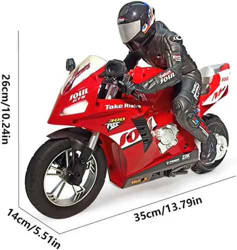 Miniatura 7 de Motocicleta a control remoto, auto stunt de equilibrado automático de alta velocidad de una rueda, 1/6 de escala, linterna LED giratoria 360, mejor