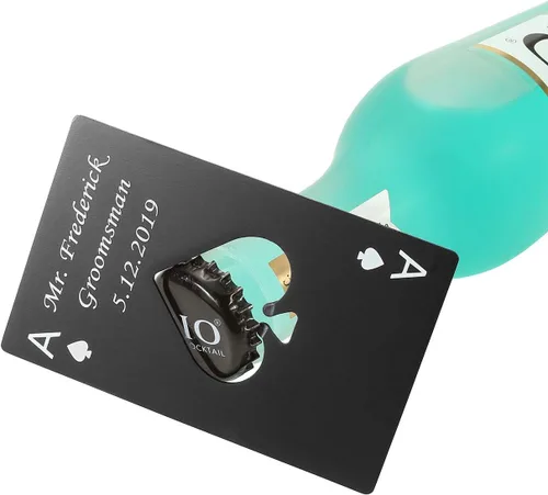 Miniatura 4 de Yoption - Abridor de botellas personalizado, 5 unidades, de acero inoxidable, tamaño de tarjeta de crédito, tapa de abrebotellas de cerveza