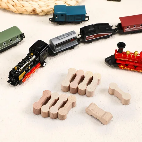 Miniatura 7 de Hanaive 20 piezas de madera para perros de hueso de perro, paquete de conectores de riel de madera, adaptador de pista, piezas de conector de tren