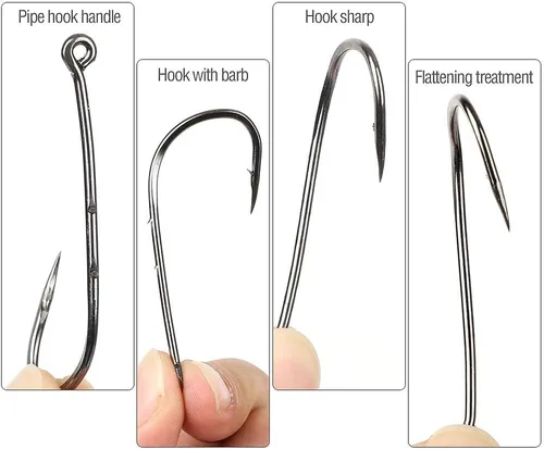 Miniatura 5 de DONQL Ganchos para cebo, 600 ganchos de pesca de doble púas 3#-12#, kit de anzuelos de pesca con mosca, accesorios de pesca con mosca, ganchos