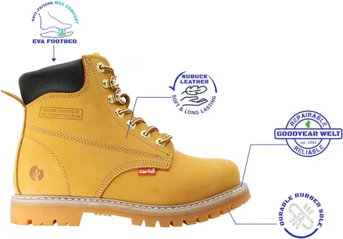 Miniatura 4 de Cactus 611 - Botas de trabajo para techos de piel de nobuk, suela de goma, cómodas, con puntera suave y aislante, 6 pulgadas