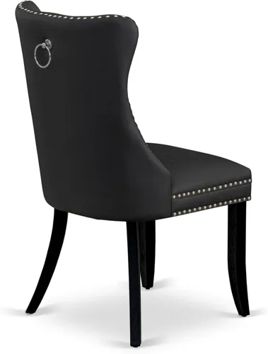 Miniatura 8 de East West Furniture DUDA7-BLK-12 - Juego de mesa y sillas de cocina de 7 piezas, consta de una mesa de comedor rectangular y 6 sillas Parson