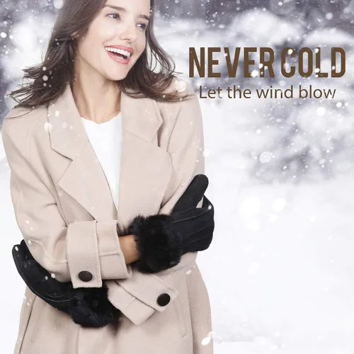 Miniatura 2 de YISEVEN Guantes de piel de oveja merino para mujer
