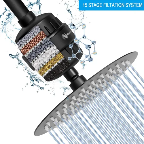 Miniatura 6 de NearMoon Filtro de ducha de 15 etapas de alto rendimiento, suavizante de cabezal de ducha filtrado para agua dura, reduce la picazón en la piel