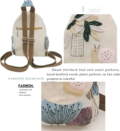 Miniatura 48 de HUANGGUOSHU Mochila de algodón tejida de algodón bohemio con bordado de lona estilo bohemio con múltiples bolsillos retro linda mochila cartera