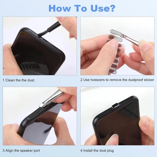 Miniatura 7 de Tapón antipolvo para iPhone, cubierta de altavoz para iPhone con kit de limpieza para iPhone 14 pro max/14 pro/14/13 pro max/13 pro max/13