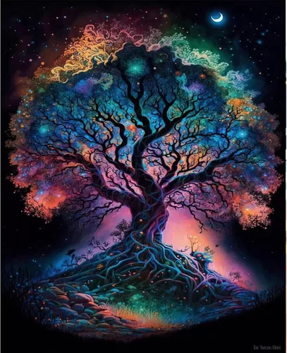 Artunion Árbol de la vida - Pintura por números para adultos principiantes, kits de pintura de paisaje por números, pintura al óleo por números en