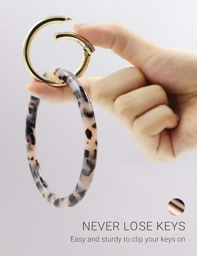 Miniatura 4 de Mymazn Llavero pulsera de pulsera para mujer, llavero redondo de acetato