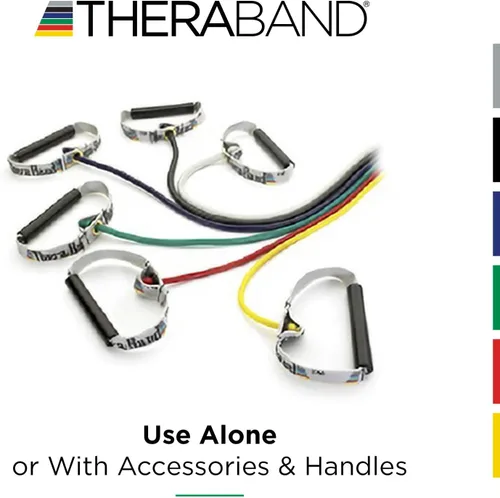 Miniatura 6 de TheraBand tubos de látex resistentes con manijas blandas. Ideales para ejercicio profesional de cuerpo completo, terapia física, pilates para parte