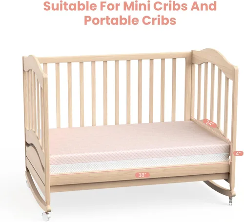 Miniatura 7 de Dourxi Minicolchón para cuna, 38x24x4 pulgadas, de gel viscoelástico de doble cara, colchón premium transpirable para cunas mini y portátiles
