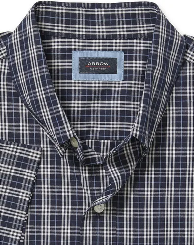 Miniatura 3 de Arrow 1851 Men's Hamilton Poplins Short Sleeve Button Down Plaid Shirt
