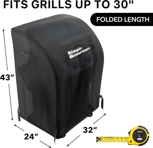 Miniatura 2 de Simple Houseware Cubierta para Parrilla de Gas BBQ de Servicio Pesado de 32 pulgadas, Poliéster 600D Impermeable, Resistente a la Intemperie