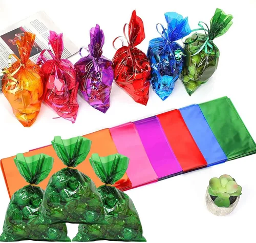 Miniatura 4 de brzikwt 100 bolsas de regalo verdes, bolsas de celofán, bolsas de golosinas, bolsas de golosinas, bolsas de dulces, son adecuadas para San Valentín