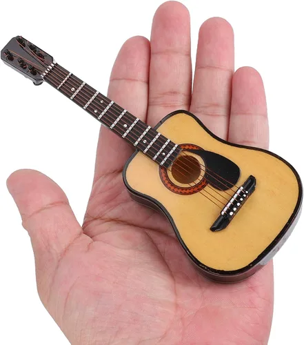 Miniatura 7 de Guitarra en miniatura con soporte y estuche, modelo de guitarra mini con soporte y estuche Instrumento musical en miniatura ideal para niños