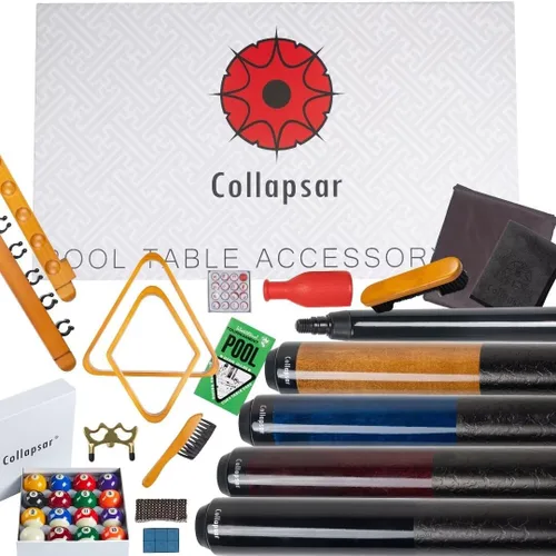 Miniatura 7 de Collapsar Kit de accesorios para mesa de billar, palo de billar premium y puente retráctil para tacos, juego de bolas de billar y cubiertas de mesa