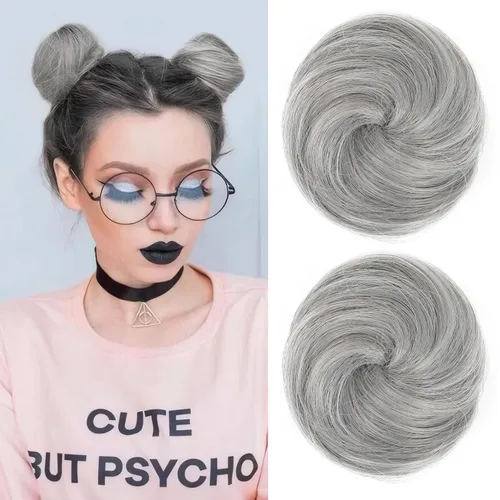 Miniatura 37 de REECHO Piezas de cabello Space Bun, 2 extensiones de moño mini con clip de pinza en extensiones de moño falsas de orejas de gato y desordenadas