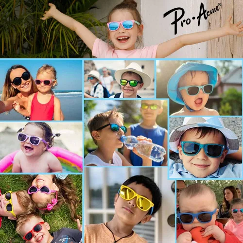 Miniatura 4 de Pro Acme TPEE - Lentes de sol polarizados flexibles de goma para bebés y niños de 3 a 10 años (rosa materosa espejado)