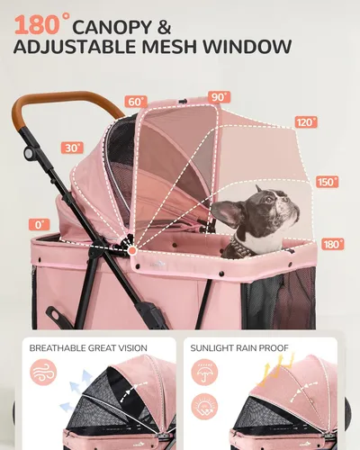 Miniatura 6 de Cochecito para perros grandes y medianos (20-132 libras), cochecito para mascotas para 2 perros pequeños, extra grande, resistente, plegable y Azul