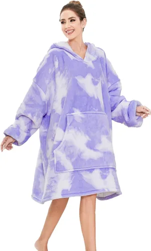 Miniatura 32 de Three Poodle - Manta con capucha portátil para niños, sudadera de sherpa de gran tamaño con capucha gigante, manta con capucha cálida y acogedora
