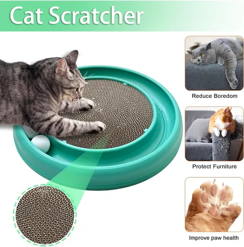 Miniatura 2 de Juguete de Pelota Interactiva con Pista para Gatos de Interior, Tabla de Rascar para Gatos y Conjunto de Ejercicio para Gatos Adultos