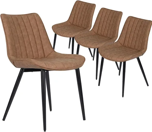 Miniatura 9 de Juego de 2 sillas de comedor voladizas, sillas de comedor modernas de mediados de siglo con patas de metal negro, sillas de cocina tapizadas