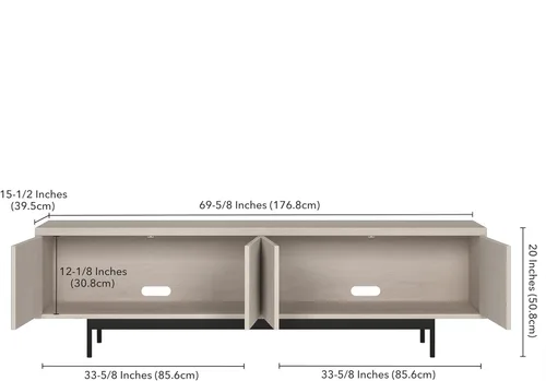 Miniatura 3 de Henn&Hart Whitman, soporte rectangular para TV de 70 pulgadas, color blanco aliso