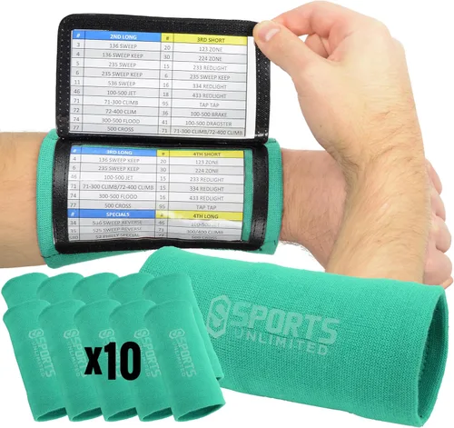 Miniatura 59 de Sports Unlimited Banda Instructora Triple para Adultos, Muñequeras de Fútbol para Jugadas, Muñequeras de Béisbol, Bandas de Brazo QB Negro