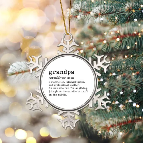 Miniatura 2 de Feliz Navidad Copo de nieve de metal Adornos de Navidad Definición de abuelo Diccionario Palabra Significado Cita Adornos Decoraciones de invierno