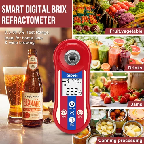 Miniatura 2 de Refractómetro digital Brix y salinidad, prueba inteligente de azúcar 0.0-60%, refractómetro de sal para agua salada 0.0-24% con ATC, probador Brix