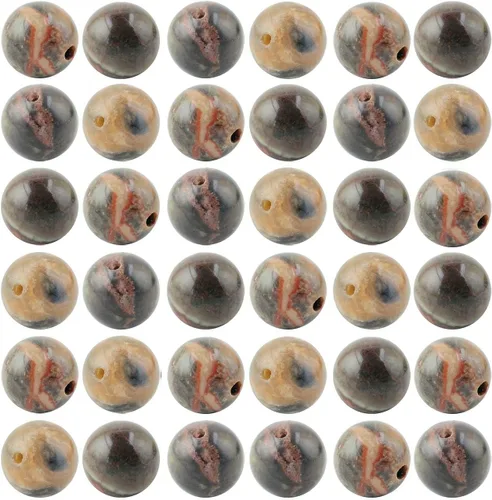 Miniatura 15 de Cuentas de piedra natural, 100 cuentas redondas de obsidiana negra de 0.315 pulgadas (0.315 in), cuentas sueltas de piedra auténtica