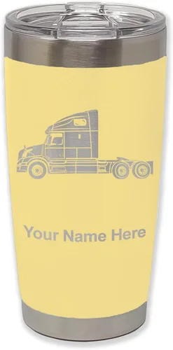Miniatura 17 de LaserGram Taza aislada al vacío de 20 onzas, cabina de camión, grabado personalizado incluido (negro)