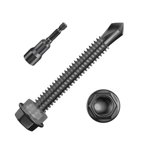 Miniatura 6 de Wensilon (250Pcs) #8×1" Tornillos autoperforantes de cabeza hexagonal con arandela, tornillos de acero inoxidable 410 para chapa metálica, tornillos