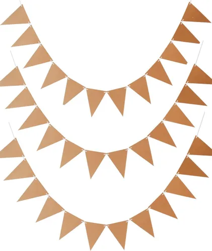 Paquete de 3 pancartas de papel kraft para manualidades, 36 banderines triangulares de 6.8 x 5.1 pulgadas, decoraciones de aula de Navidad, fiestas