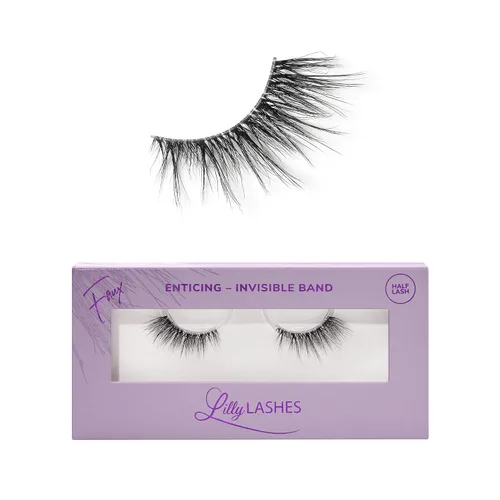 Lilly Lashes Banda Transparente, Pestañas Postizas con Pestañas de Banda Invisible, Medias Pestañas de Aspecto Natural, Media Pestaña Estilo Ojo de