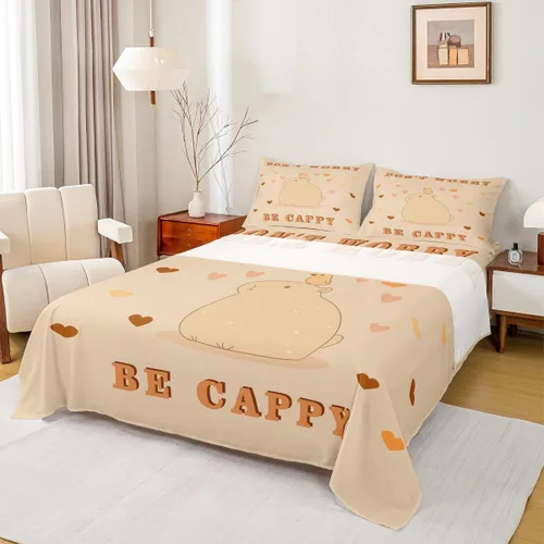 Miniatura 13 de Capybara - Juego de sábanas de regalo tamaño individual, juego de sábanas de decoración de animales kawaii Capybara para decoración de habitación
