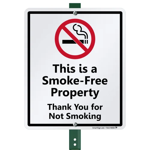 Miniatura 7 de SmartSign Letrero LawnBoss® "No Smoking on Premises" Letrero de aluminio de 10 x 12 pulgadas con estaca de 3 pies