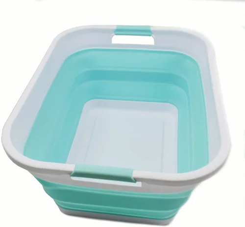 Miniatura 14 de SAMMART Cesta de Lavandería de Plástico Plegable de 41L (10.8 galones) - Contenedor/Organizador de Almacenamiento Emergente Plegable - Tina de Gris