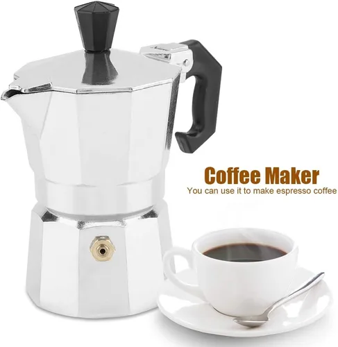 Miniatura 9 de Agatige Cafetera Moka de 1 taza de 1.7 fl oz, cafetera de aluminio para estufa, cafetera de café percolador para el hogar, camping, oficina, café