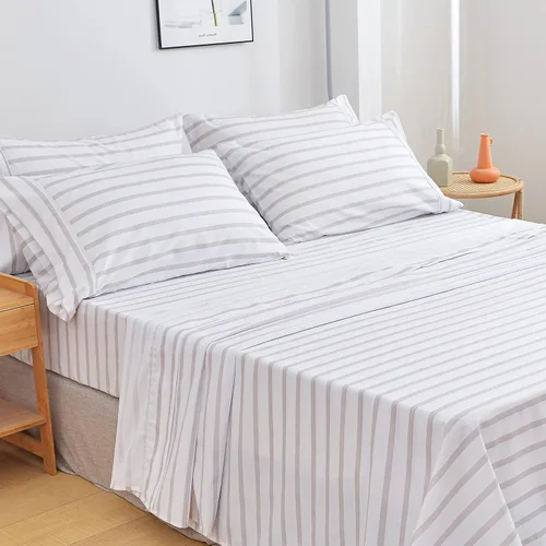 Miniatura 27 de American Home Collection - Juego de sábanas y fundas de almohada estampadas de 6 piezas, con 14 pulgadas de caída; sábanas de microfibra con doble