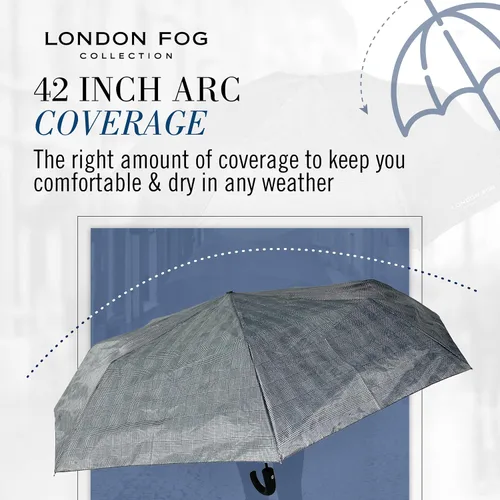 Miniatura 4 de London Fog Rain Umbrella, Automatic Folding Umbrella, Windproof, Lightweight and Packable for Travel, Full 4244 Inch Arc