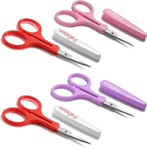 Miniatura 10 de PAFASON Sharp Point - Juego de tijeras para manualidades de 4 piezas, rectas y curvas, para álbumes de recortes, acolchado, costura DIY, punto, Rosa