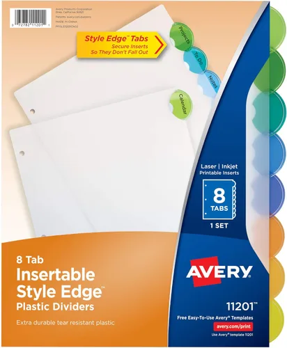 Separadores de plástico insertables de Avery estilo Edge , .