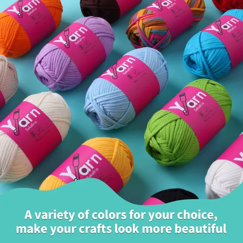 Miniatura 5 de Hilo de Crochet con Hilo de Algodón para Crochet – Hilos de Crochet Tejido para Principiantes con Puntadas Fáciles de Ver – Hilo para Crochet