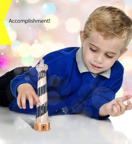 Miniatura 6 de Puzzled Light House 3D Jigsaw Woodcraft Kit Rompecabezas de madera