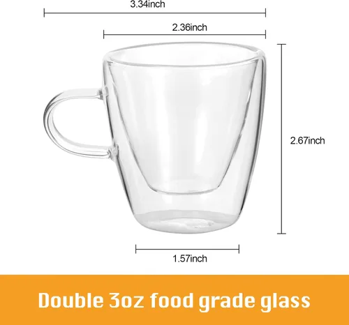 Miniatura 2 de Mini Express Swiss Single Tube Moka Pot Aluminio Azul, El juego de moka incluye una taza de doble pared de 3 onzas, disfruta de un delicioso café