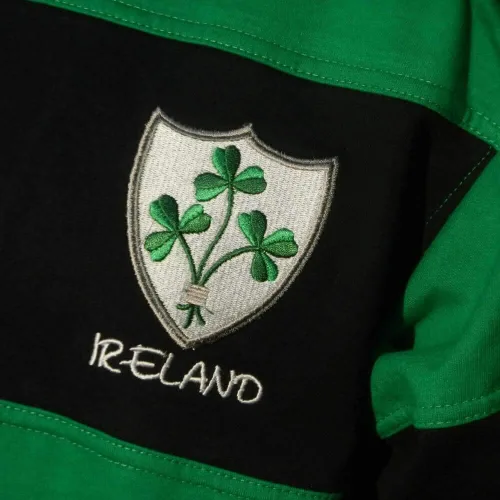 Miniatura 2 de Camiseta de rugby irlandés para hombre, verde y azul con escudo de trébol, camiseta irlandesa para fanáticos, talla L., Azul marino, verde Kelly